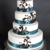 Classic White Wedding Cake with Chocolate Scrollwork