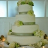 Sage Green and White Wedding Cake with Monogram