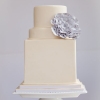 Square and Round White Wedding Cake