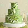 Bright Green Wedding Cake with Dogwood Blossoms