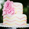 Pink and Yellow Chevron Polka Dot Wedding Cake