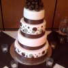 Brown and Sage Polka Dot and Bow Wedding Cake