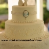 Cameo Wedding Cake with Fondant Pearls and Lace
