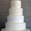 White Monogrammed Cake With Single Initial