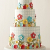 Gingham and Flower Wedding Cake