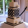 Blue Squares Geometric Design Wedding Cake