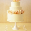 Yellow and Blush Wedding Cake with Rose Petals