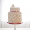 White Hydrangea Wedding Cake with Double Height Tier