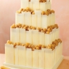 White Chocolate Panel and Golden Raspberry Square Wedding Cake