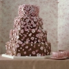 Chocolate Wedding Cake with Pink Blossoms