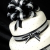 Black and White Cake with Ribbons