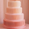Peach and Pink Wedding Cake with Ribbons