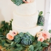 Wedding Cake with Succulents and Flowers