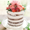 Unfrosted Wedding Cake with Fresh Roses