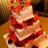 Square Wedding Cake with Fresh Fall Flowers