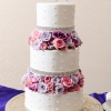 White Wedding Cake with Pastel Flowers
