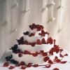 White Wedding Cake with Rose Petals