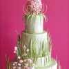 Spring Green Wedding Cake with Flowers