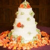 White Wedding Cake with Flowers