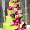 Green Wedding Cake with Floral Cascade