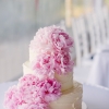 White Cake with Pink Peonies