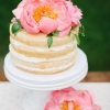 Naked Wedding Cake with Pink Peony