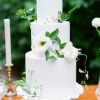White Cake with Fresh White Flowers