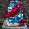 Blue Wedding Cake with Fresh Flowers