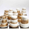Miniature Gold and White Wedding Cakes