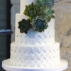 White Wedding Cake with Chevron Designs
