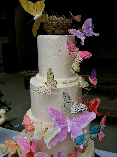 The cake was inspired by Martha Stewart's butterfly wedding cake 