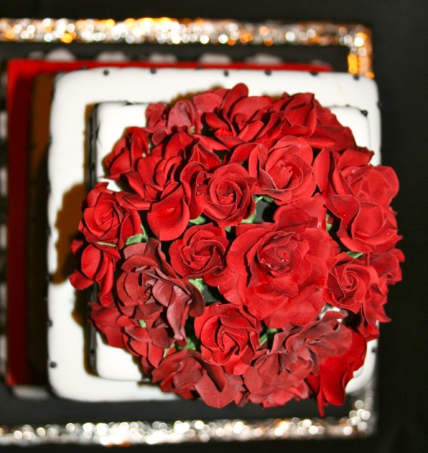 Grand Red and Black Wedding Cake