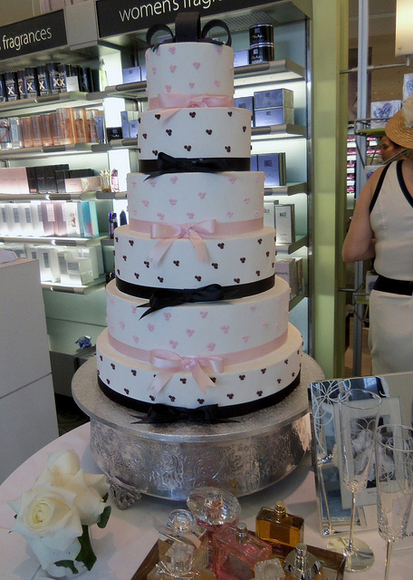 Pink and Black Wedding Cake So Clearly This is a display cake