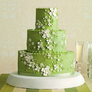 Vibrant green wedding cake