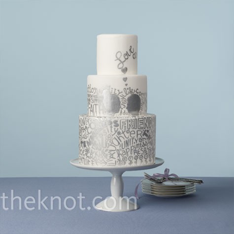 What about this pretty silver and diamond encrusted cake