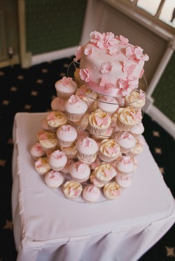 Pink Flower Cupcake Tower 1