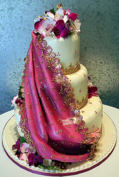 This beautiful sariinspired wedding cake is the incredible work of Cory 