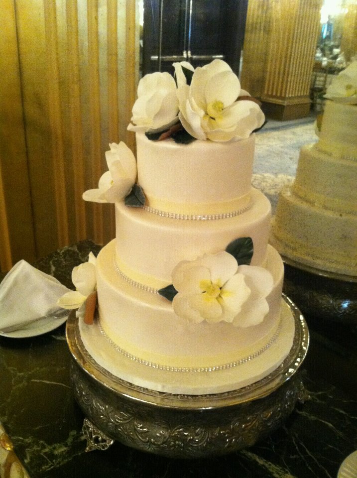 Southern All the Way Magnolia and Bling Wedding Cake
