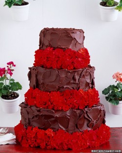 devils food cake with geraniums
