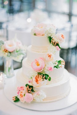 cake with pink flowers