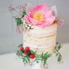 Naked Wedding Cake with Fresh Flowers