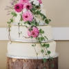 Wedding Cake with Zinnias