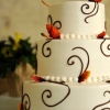 Autumn Leaves and Chocolate Swirls Wedding Cake