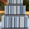 Square Vertical Striped Blue Wedding Cake