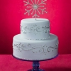Silver Wedding Cake with Crystal Snowflake Topper