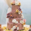 Purple Wedding Cake with Flowers