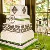 Green and Black Damask Cake