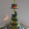 Black Gerbera Daisy Wedding Cake