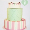 Green, Pink and Bunting Flag Cake