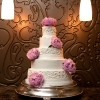 White Wedding Cake with Pink Peonies